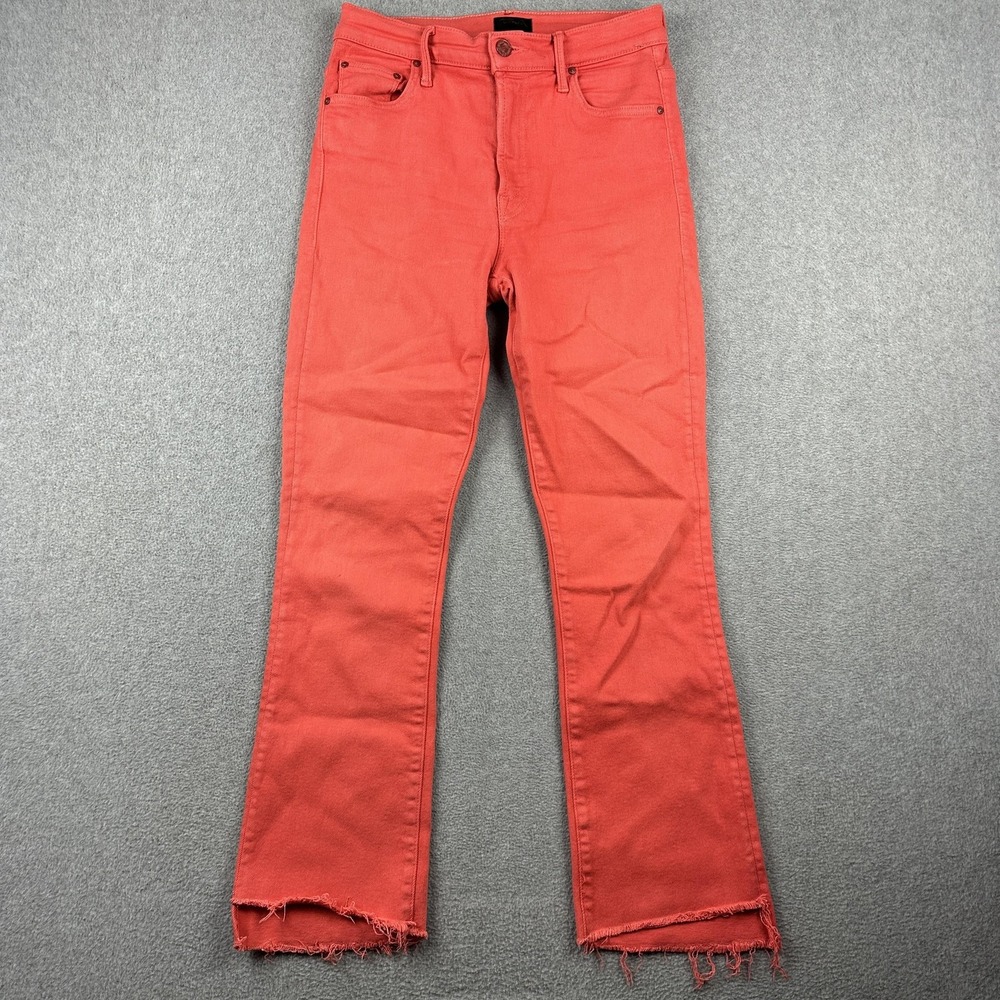 Mother Jeans Womens 27 Hot Rod Red Insider Crop Step Fray Mid Rise Bootcut Denim
